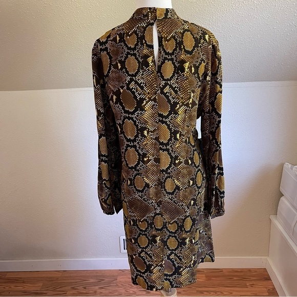 Zara Snake Animal Print Round Neck Bow Waist Dress - Picture 6 of 8
